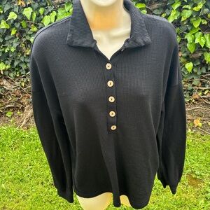 long sleeve waffle knit button-up